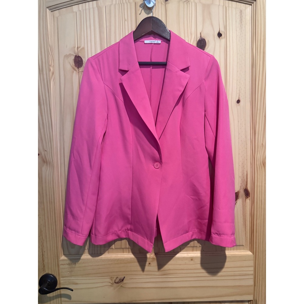 Timing Hot Pink Single Button Tailored Blazer Jacket WJ8206 Womens Small